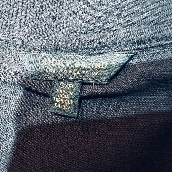 Lucky Brand Navy Blue & White Embroidered Long Sleeve Top size Small Petite - Picture 9 of 9